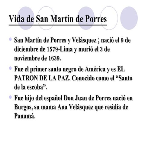 Vida de san martín de porres