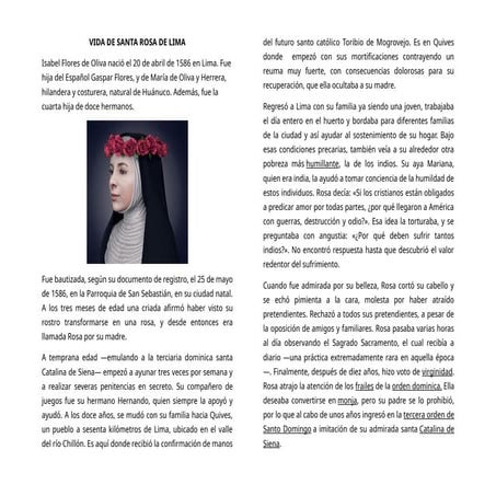 VIDA DE SANTA ROSA DE LIMA Patrona de America | DOCX