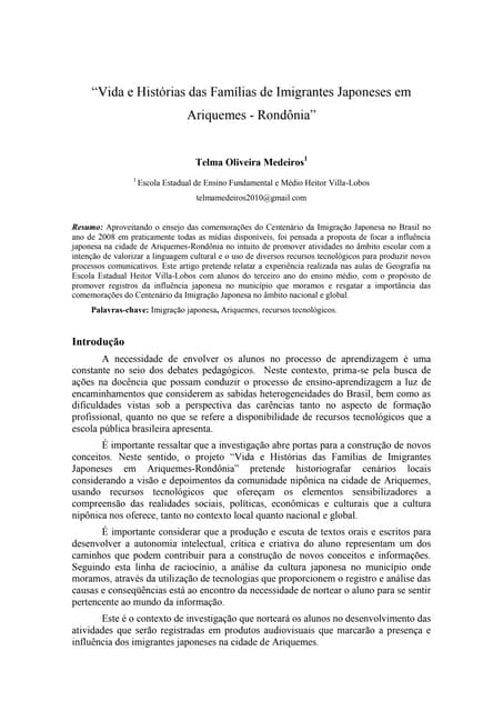 Vida e histórias de imigrantes japo...