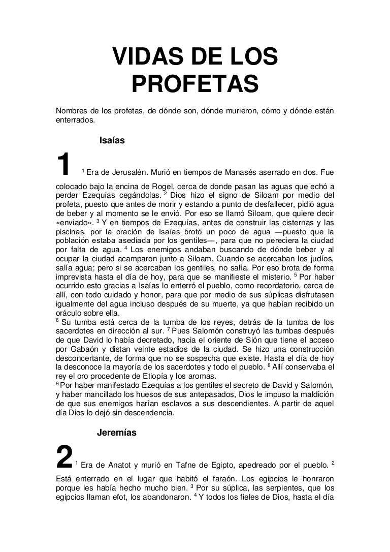 Vidas De Los Profetas