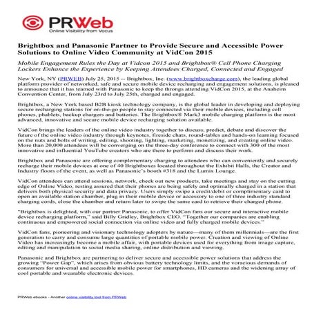 VidCon 2015 Brightbox Press Release with Panasonic