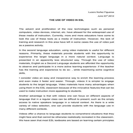 THE USE OF VIDEO IN EFL CLASSES