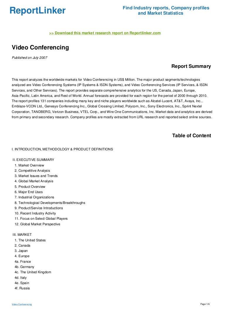 Video Conferencing Download this market research report on