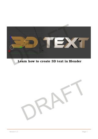 Video Editing in Blender Workshop: 3D Text (DRAFT)