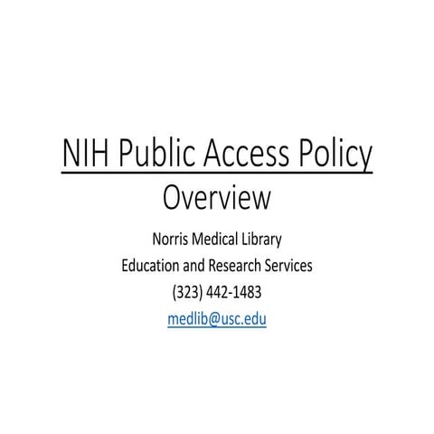 NIH Public Access Policy: Overview