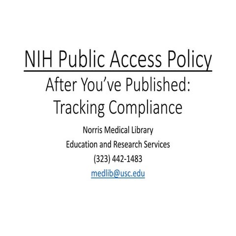 NIH Public Access Policy: After You Publish