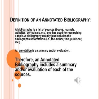Annotated Biblography Presentation