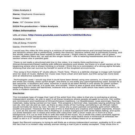 Video analysis   kelis