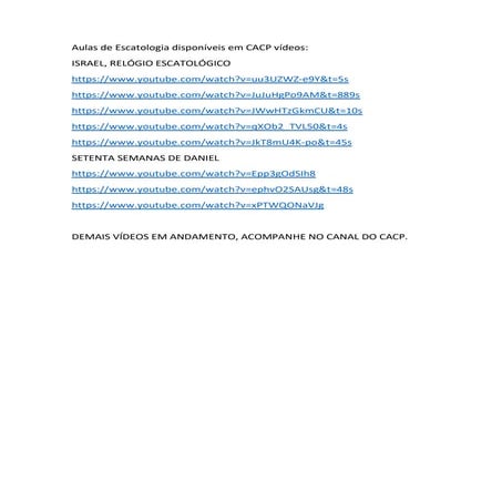 Videoaulas Escatologia