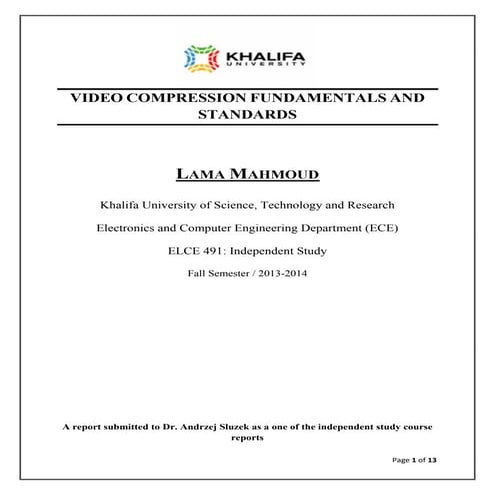 Video compressiontechniques&standards lamamahmoud_report#2