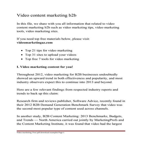 Video content marketing b2b