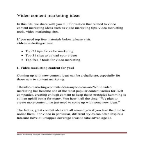 Video content marketing ideas