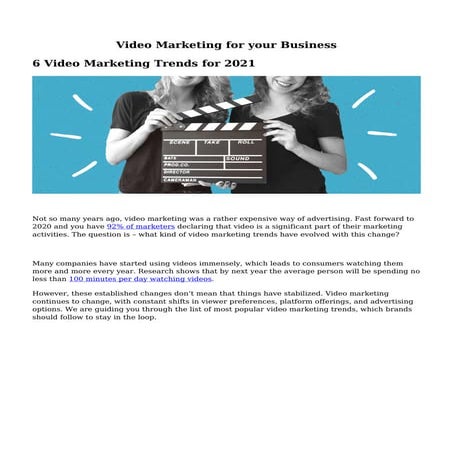 Video Marketing Trends 2021