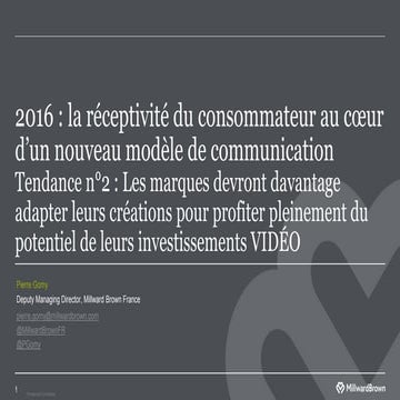 Millward Brown digital & media predictions 2016 : tendance n°2 Video