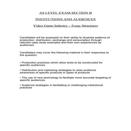 Video game industry essay structures