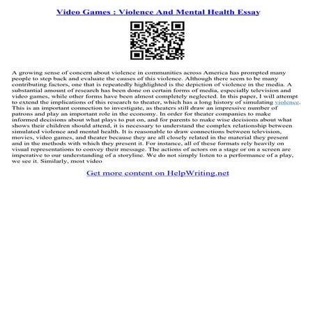 Violent Videogames Contribute To Youth Violence Chanty pdf