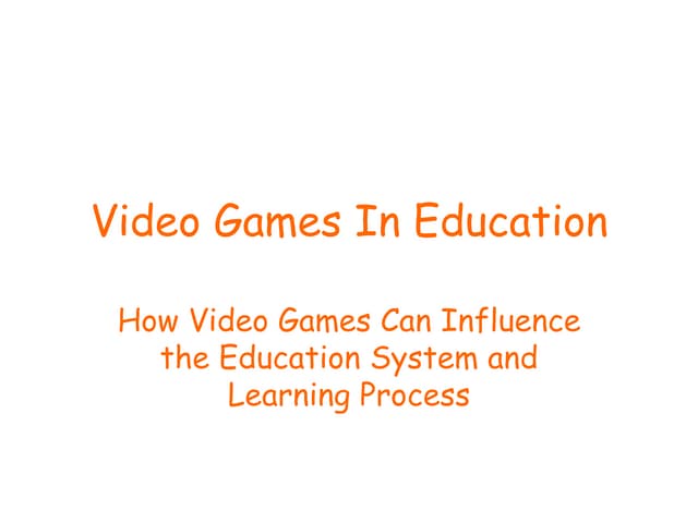 Video Games In Education