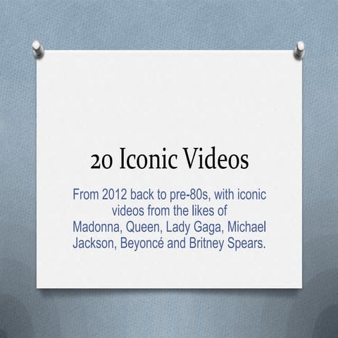 10 iconic music video still frames | PPT