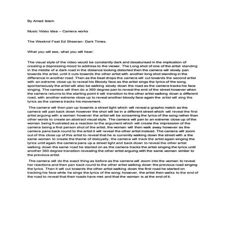 Video idea weeknd -Amad Islam
