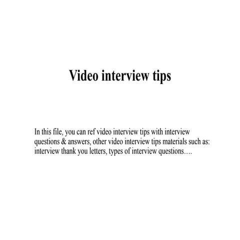 Video interview tips
