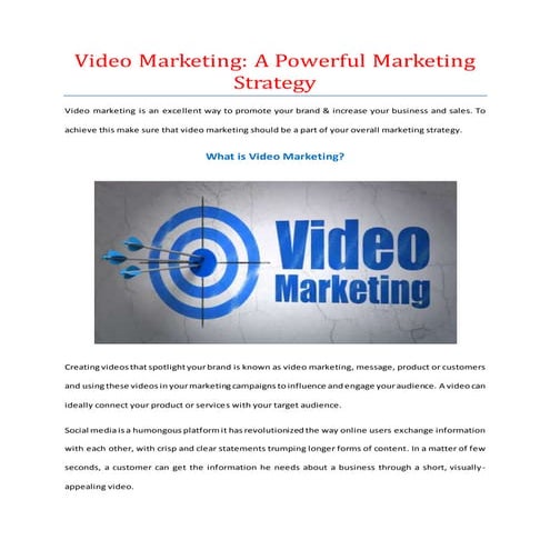 Video marketing