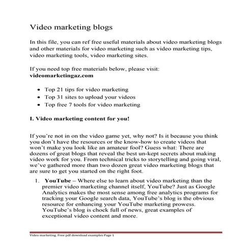 Video marketing blogs