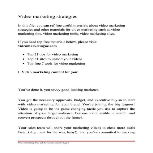 Video marketing strategies