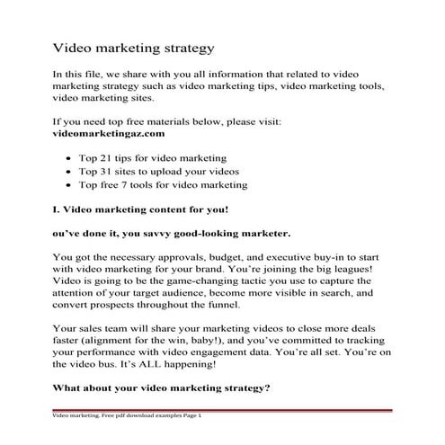 Video marketing strategy