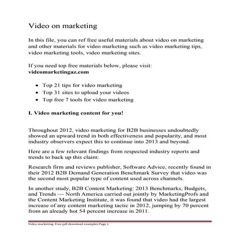 Video on marketing
