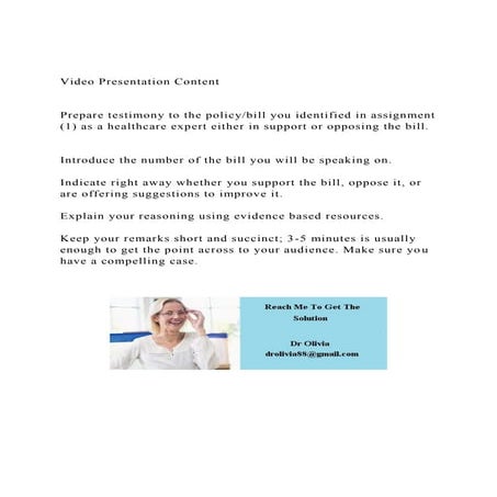 Video Presentation ContentPrepare testimony to the policy.docx