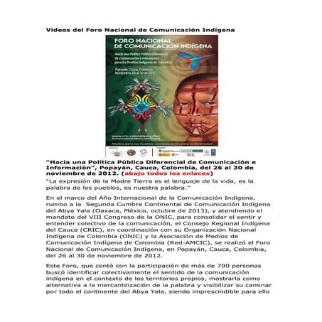Videos del foro de comunicacion indigena