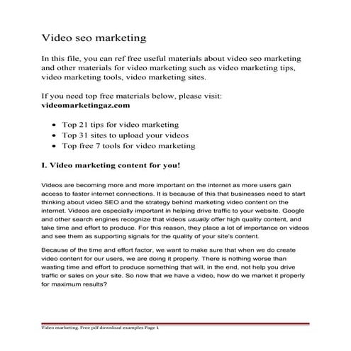 Video seo marketing
