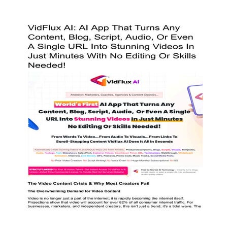 VidFlux AI: AI App That Turns Any Content, Blog, Script, Audio, Or Even A Sin...