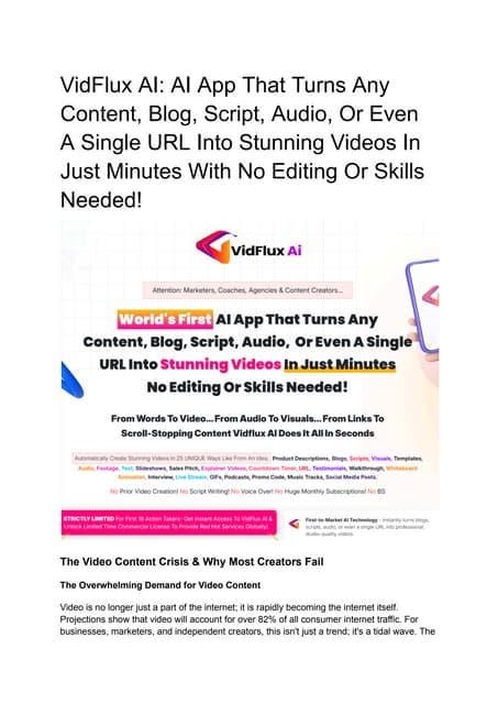 VidFlux AI: AI App That Turns Any Content, Blog, Script, Audio, Or Even A Sin...