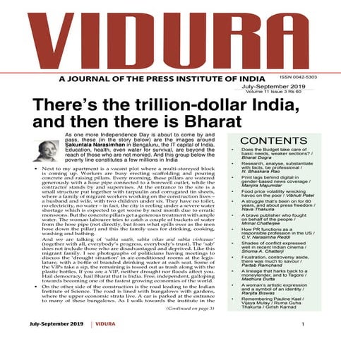 Prof. Vibhuti Patel Food Price Volatility in India, Vidura July-September 2019
