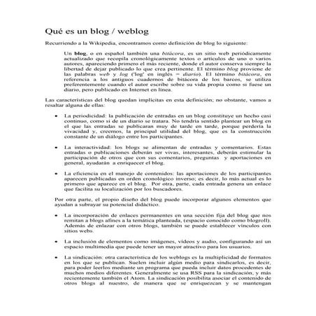 ¿Qué es un Weblog / Blog?