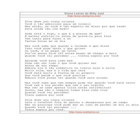 Viena letras de billy joel | DOCX
