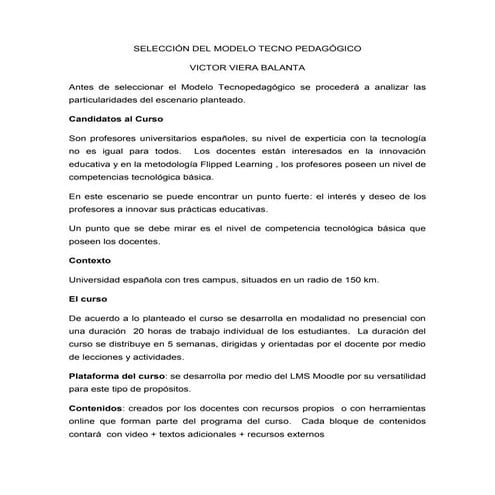 Identificación y Selección de un Modelo TecnoPedagógico