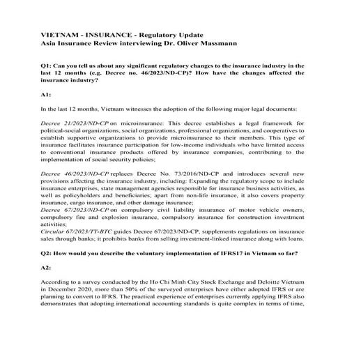 VIETNAM - INSURANCE - Regulatory Update Asia Insurance Review ...