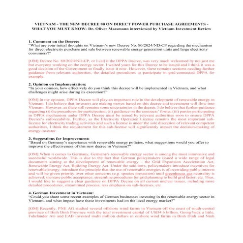 DIRECT POWER PURCHASE AGREEMENTS - THE NEW DECREE IS IN EFFECT - WHAT ...