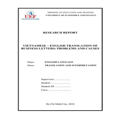 Bài Research Report Vietnamese english translation of bussiness letter