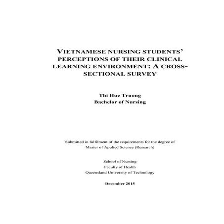 Vietnamese nursing students’ perceptions of their clinical learning ...