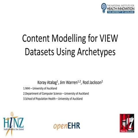 Content Modelling for VIEW Datasets Using Archetypes
