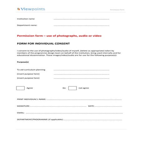 Viewpoints for flexible curricula - permission form 