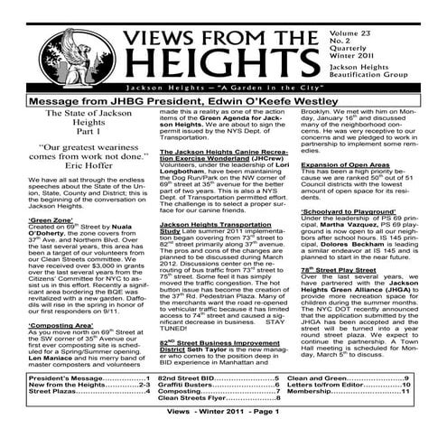 Views from the Heights - Winter 2011