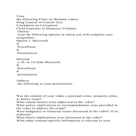 View the following Films on Demand videosDrug Control in Centra.docx