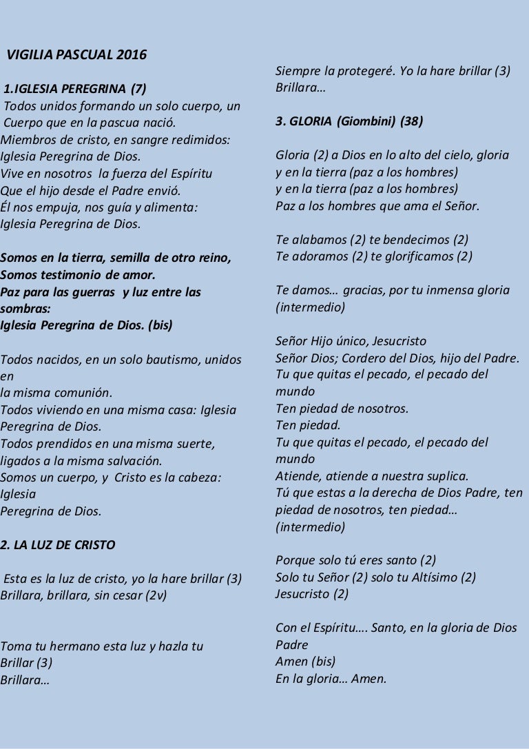 CANTOS VIGILIA PASCUAL