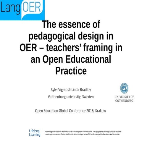 Vigmo &amp; bradley open education global conference krakow 2016