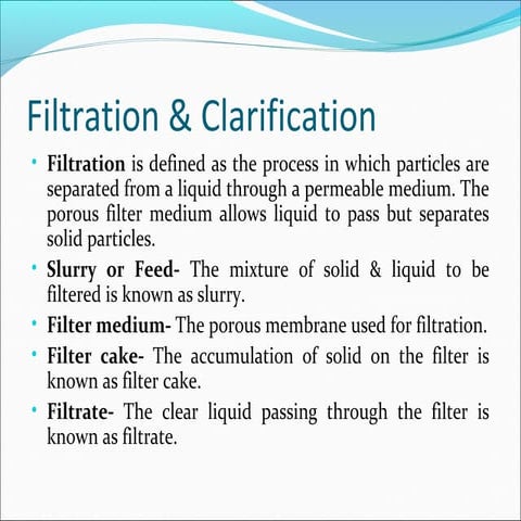 Filtration and clarification