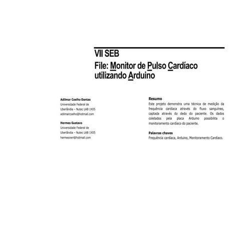 Monitor Cardíaco usando Arduino 